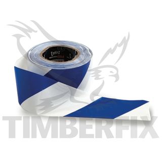 75mm x 100mtr White & Blue Tape