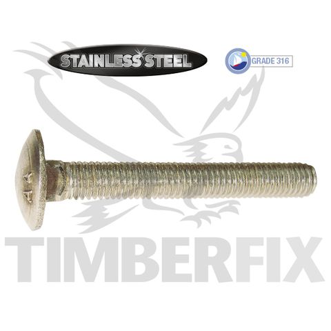 M10 x 80mm Stainless Cup Head Bolt
