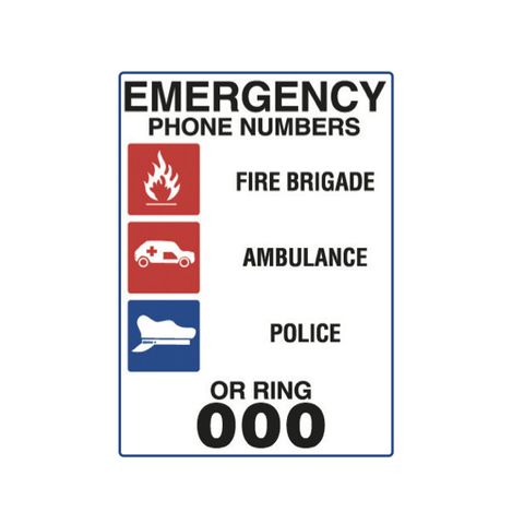 Emergency Phone Numbers - 450mm x 300mm - Poly Sign
