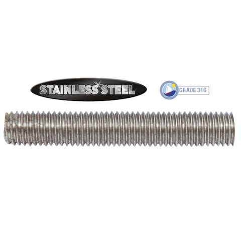 M10 x 3m Stainless 316 Grade Threaded Rod