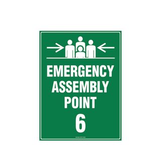 Emergency Assembly Point 6 - 600mm x 450mm - Poly Sign