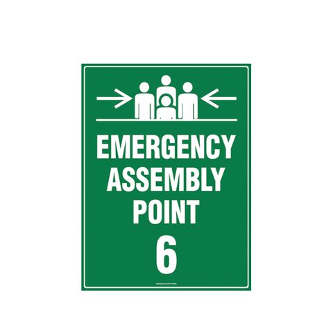 Emergency Assembly Point 6 - 600mm x 450mm - Poly Sign