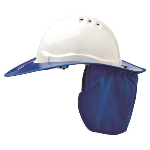 Hard Hat Plastic Brim w/ Neck Flap - BLUE