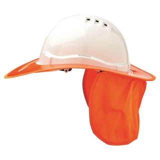 Hard Hat Plastic Brim w/ Neck Flap - ORANGE
