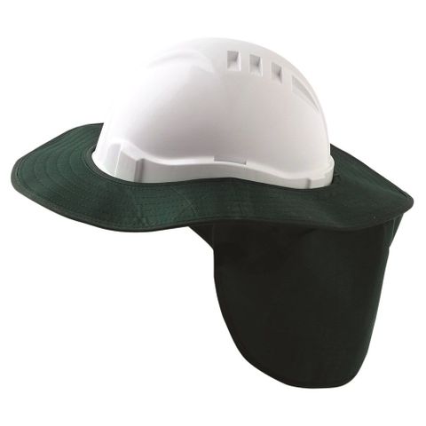 Hard Hat Cottom Brim with Neck Flap - GREEN