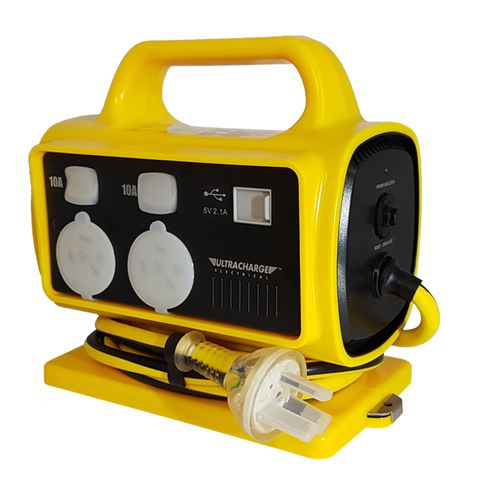 HD Portable Power Centre, 5 x 10amp Outlet 1 x USB Charger with RCD.