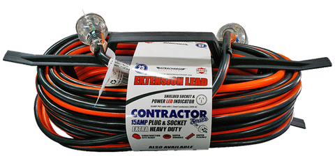 25m Extension Lead Heavy Duty 15 amp Lead and plug - ( Black & Red )