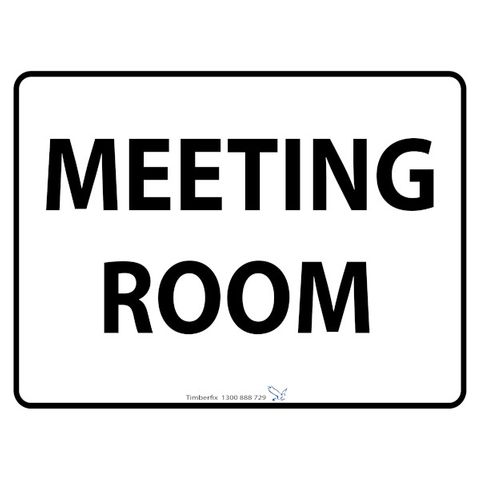 Meeting Room - Black On White - 600mm x 450mm - Poly Sign