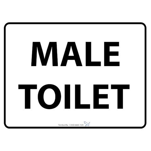 Male Toilet - Black On White - 600mm x 450mm - Poly Sign