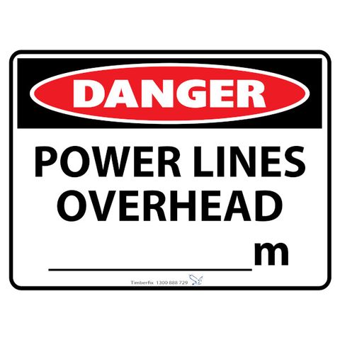 Danger - Power Lines Overhead - ____m - 600mm x 450mm - Poly