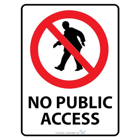 No Public Access With Picto - ( Red/Black on White ) - 600mm x 450mm - Poly Sign