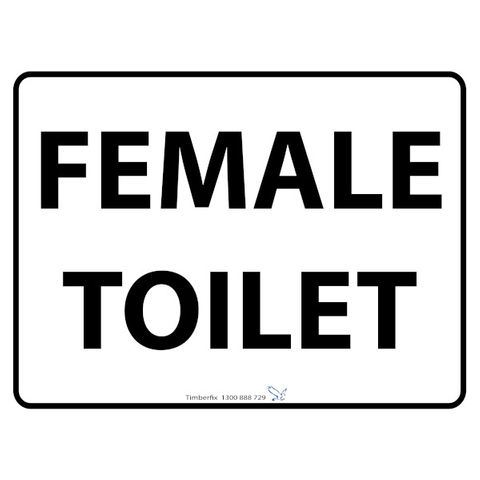 Female Toilet - Black On White - 600mm x 450mm - Poly Sign