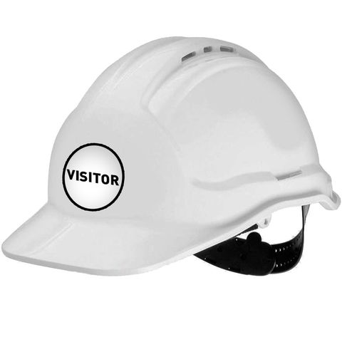 Hard Hat Premium Vented 6 Point - WHITE - VISITOR
