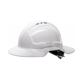 Hard Hat Premium Vented 6 Point - WHITE - FULL BRIM