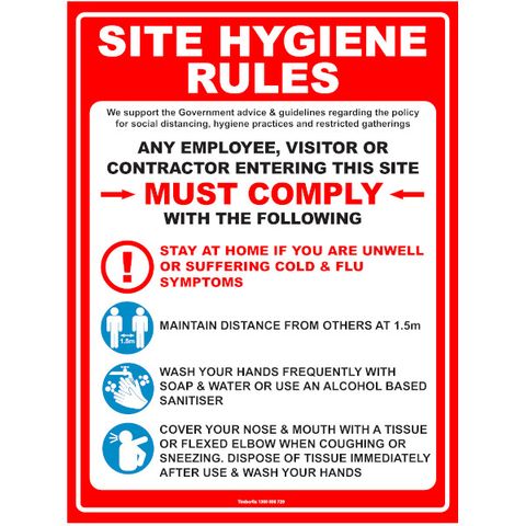 Site Hygiene Rules - 600 x 450mm Poly