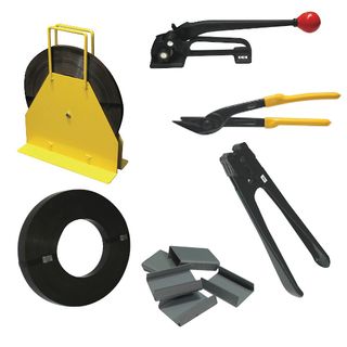 19MM Steel Straping Kit Including - Roll of 19mm Steel Strap, Dispenser, Tensioner, Cutter, Sealer, Box of Seals