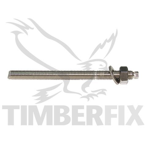 M24 x 300mm Stainless Chemstuds with nut and washer