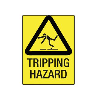 Tripping Hazard Picto - Black on Yellow - 600mm x 450mm - Poly Sign