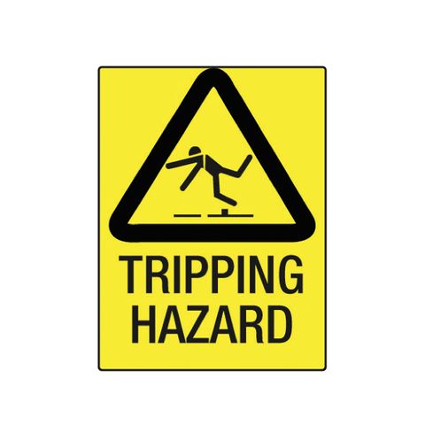 Tripping Hazard Picto - Black on Yellow - 600mm x 450mm - Poly Sign