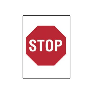 Stop - Red on White - 600mm x 450mm - Poly Sign
