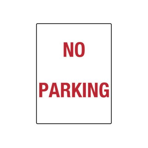 No Parking - 300mm x 450mm - ( Red/Black on White ) - Metal Sign