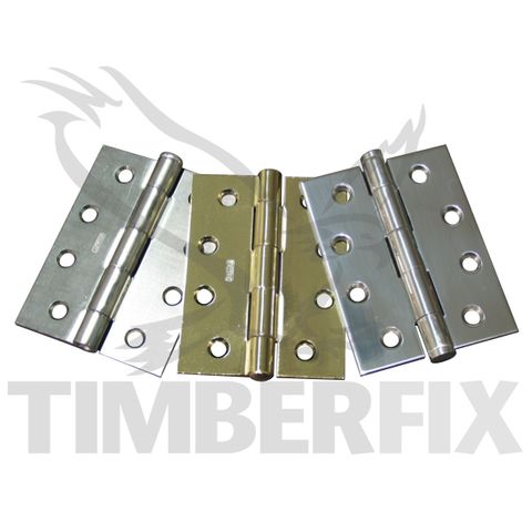 100 x 75mm Heavy Duty Chrome Butt Hinges - Sold As a Pair With Fixings