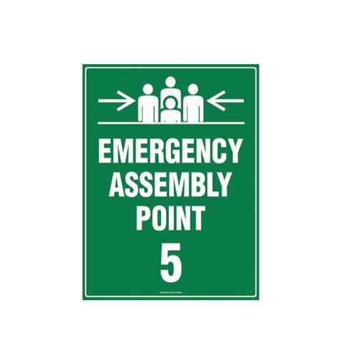 Emergency Assembly Point 5 - 600mm x 450mm - Poly Sign