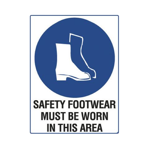 Safety Footwear Must be Worn In This Area - 600mm x 450mm - Poly Sign