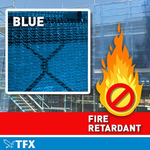 1.8 m X 15m Blue Scaffolding Chain/Shadecloth Shroud- Fire Resistant