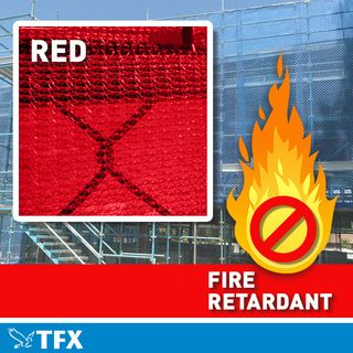 1.8 m X 7.5 m Red Scaffolding Chain/Premium Shadecloth Shroud - Fire Resistant