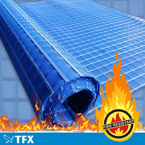 0.95mtr x 10mtr Blue Flexi Mesh Fire Retardand Containment Sysytem for Scafolding