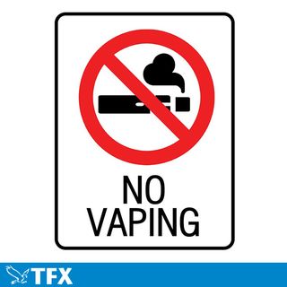 No Vaping Black on White 600 x 450 Poly Sign