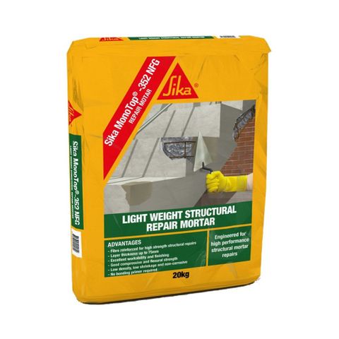 Sika Monotop 352 NFG. High Build Structural Repair Mortar 4 -75mm In One Application. Excellent Workability and Finish For Overhead & Vertical Applications - 20kg Bag