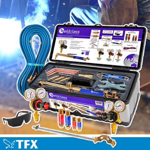 Oxy/Acettylene Kit( Bar Regulator, Flashback Arrestor, Shank, Mixer,Cutting Attachment , LH Acetylene & RH Oxygen Hose Assembly, Swagged Welding Nozzle)