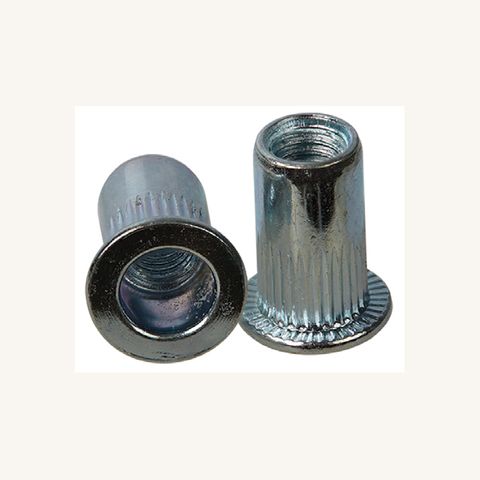 Aluminium Rivet Nut (Nutsert) M6 x 9 mm , Flanged, Ribbed/ Pack 100