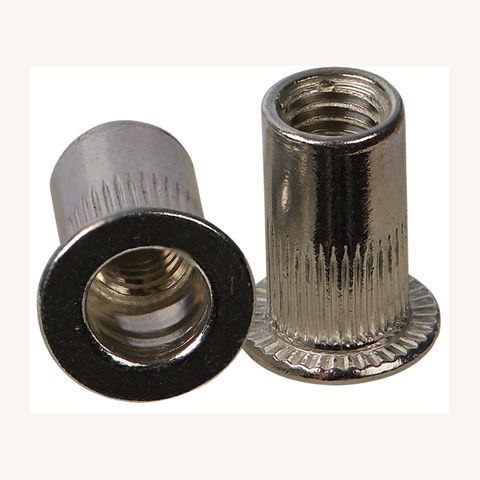 Stainless Steel Rivet Nut (Nutsert) M8 x 11mm, Flanged, Ribbed/ Pack 100