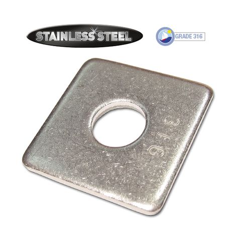 M10 50 x 50 x 3mm Stainless  316 Gr Square Washer