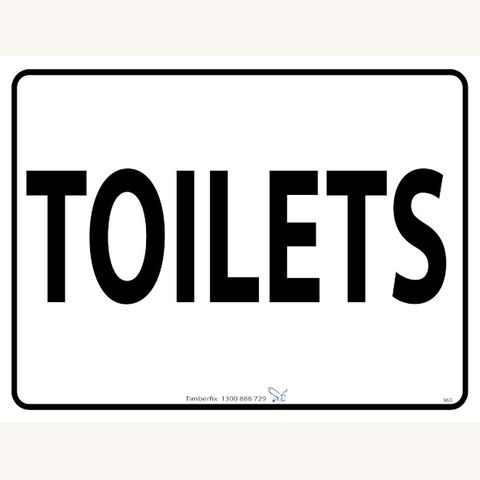 Toilets - Black on White - 600mm x 450mm - Poly Sign