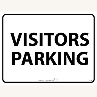 Visitors Parking - Black on White - 600mm x 450mm - Poly Sign