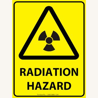Radiation Hazard - Black on Yellow - 600mm x 450mm - Poly Sign