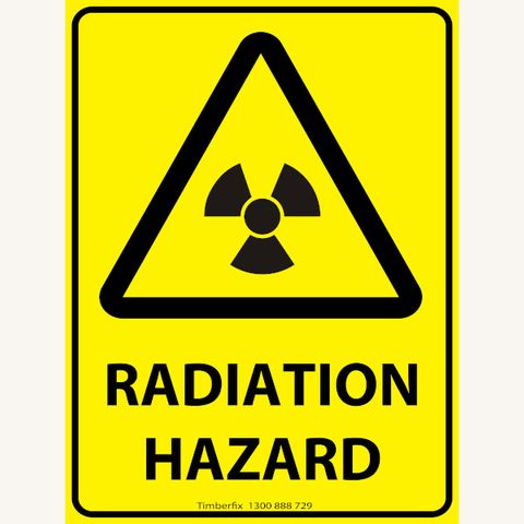 Radiation Hazard - Black on Yellow - 600mm x 450mm - Poly Sign