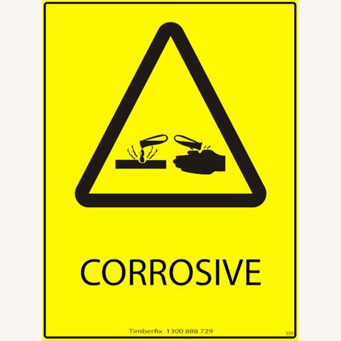 Corrosive - Black on Yellow - 600mm x 450mm - Poly Sign