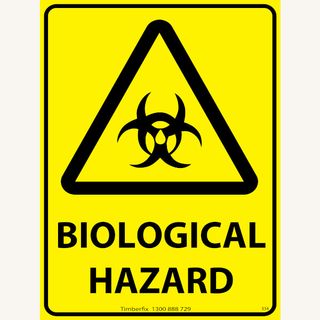 Biological Hazard - Black on Yellow - 600mm x 450mm - Poly Sign