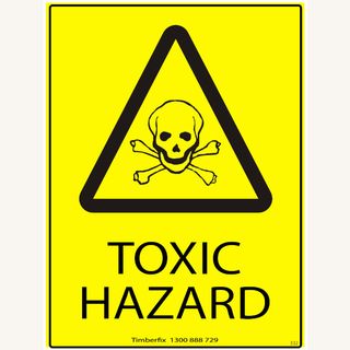 Toxic Hazard - ( Skull Picto ) - Black on Yellow - 600mm x 450mm - Poly Sign