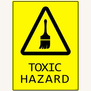 Toxic Hazard - ( Paint Brush Picto) - Black on Yellow - 600mm x 450mm - Poly Sign