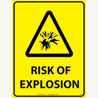 Risk of Explosion - Black on Yellow - 600mm x 450mm - Poly Sign