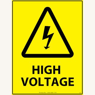 High Voltage - Black on Yellow - 600mm x 450mm - Poly Sign