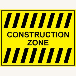 Construction Zone - Black on Yellow - 600mm x 450mm - Poly Sign