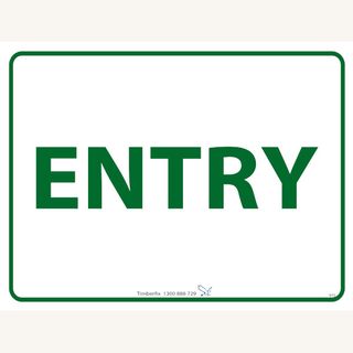 Entry - Green on White - 600mm x 450mm - Poly Sign