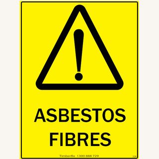 Asbestos Fibres - Black on Yellow - 600mm x 450mm - Poly Sign